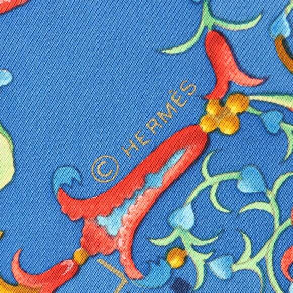 HERMES Authentic Blue Silk Scarf - Picture 2 of 6